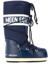 Дутые сапоги с кулиской и логотипом Moon Boot, синий