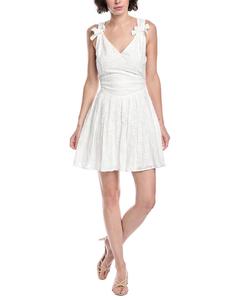 FATE Плиссированное платье мини с ажурными вставками, белый