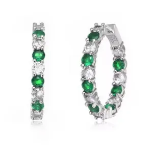 Серьги-Кольца с вывернутыми наизнанку цветными кубическими цирконами Rachel Glauber, green