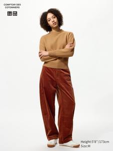 Вельветовые брюки с изогнутым кроем (удлиненные) Uniqlo, 26 orange