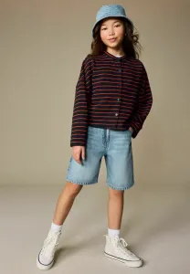 Кардиган в полоску с текстурной отделкой, прямого кроя. Next, Navy Red