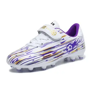 Детские футбольные бутсы с амортизацией ударов и износостойкостью, низкие D&W, белый/фиолетовый