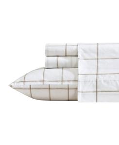 Комплект постельного белья из хлопкового перкаля, 4 предмета, размер полуторный Nautica, Plot Beige