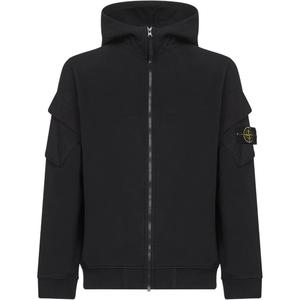 STONE ISLAND Худи с логотипом на заплатке, Black
