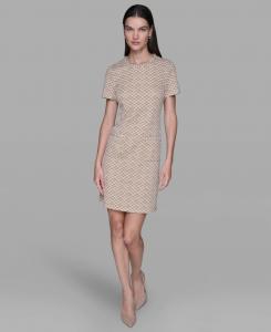 Женское платье с круглым вырезом KARL LAGERFELD PARIS, Soft White/ Khaki