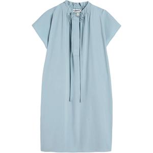 Платье из поплина с воротником миди и кулиской JIL SANDER, светло синий