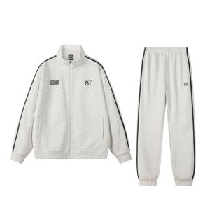 Повседневная спортивная одежда Unisex с воротником стойкой Moderate 361°, clothing set (белый heather серый top coat+белый heather серый pants)
