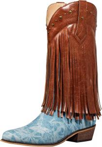 Женские вестерн-сапоги SheSole с бахромой, широкие, для езды верхом, ковбойские, черные