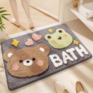 Dajiang Ковер 40x60 см для ванной, впитывающий, с антискользящим покрытием, дизайн Cartoon Huanle Pengyou