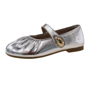 Туфли Мэри Джейн на массивном каблуке для женщин WUJI, Silver