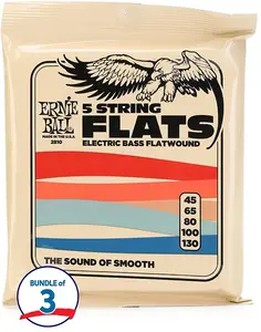Струны для электрического бас-гитары Ernie Ball EB2810 Flatwound (набор из 3 шт.) - .045-.130 для 5-струнной