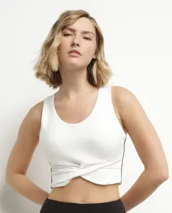 Спортивный укороченный топ бюстгальтер с передней деталью Dim, белый