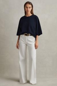 Хлопковая футболка Cassie оверсайз с круглым вырезом Reiss, синий