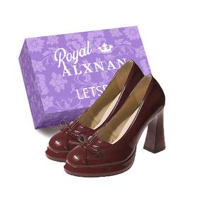 Alxnan Бордовые женские туфли на платформе с массивным каблуком и коробкой, цвет Burgundy+Box