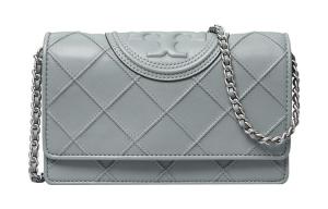 TORY BURCH Кожаная сумка через плечо кроссбоди мини кошелек женская сине-серая