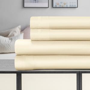 Роскошный однотонный комплект простыней из превосходного дышащего египетского хлопка плотностью 1500 нитей с глубокими карманами Superior, цвет Ivory