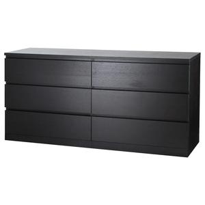 Комод с 6 ящиками MALM IKEA, 160x78 см, черный