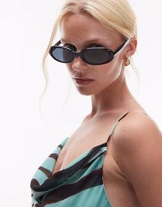 Mango с Kaia Gerber тонкие овальные солнцезащитные очки черного цвета