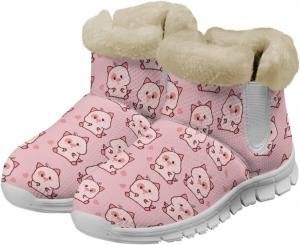 Зимние теплые сапоги chaqlin Cute Pig для женщин, плоская подошва, противоскользящие, устойчивые к холоду, легкие, с флисовой подкладкой и плюшевым мехом, удобные, повседневные, для улицы, Cartoon Pig Love Heart