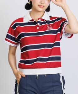 Многоцветная рубашка-поло с оборками на рукавах