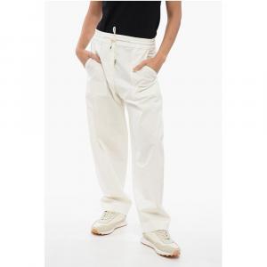 Брюки из эластичного хлопка с завязками на шнурке Armani, White