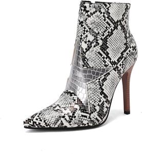 Женские ботильоны Aflngle с высоким каблуком-стилет, с принтом рептилий, острым носком, боковой молнией, комбинированные, удобные, на вечерние мероприятия, короткие ботинки