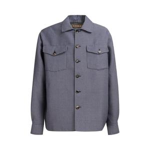 Рубашка Marni Cropped Hem Organic Poplin Shirt Orion Blue, разноцветный