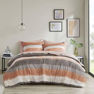 Комплект одеяла в полоску Madison Park Essentials Deacon Modern с простынями, цвет Coral Gray