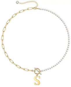 Ожерелье-Цепочка с застежкой-тогл, позолоченное 14 карат, с имитацией жемчуга Rachel Glauber, s