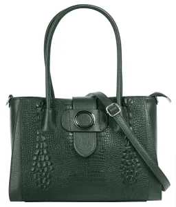 Шопер Cluty, натуральная кожа, производство Италия, зеленый