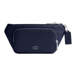 COACH Кожаная наплечная сумка через плечо, поясная сумка средний размер мужская темно-синий