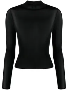 Полупрозрачный топ с вышитым логотипом Courrèges, черный