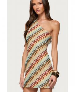 Женское мини-платье Agua Zigzag на одно плечо Edikted, Mix