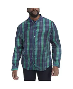 Мужская рубашка в клетку с длинным рукавом не мнется Kingsize, коричневый