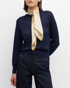 Хлопково-шелковый шарф с монограммой по центру Toteme, цвет Bone