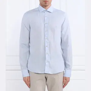 Льняная рубашка узкого кроя Stenströms, синий