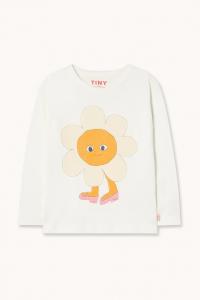 Детская хлопковая футболка с длинным рукавом и цветочным принтом FLOWER GRAPHIC SLEEVE TEE Tinycottons, белый