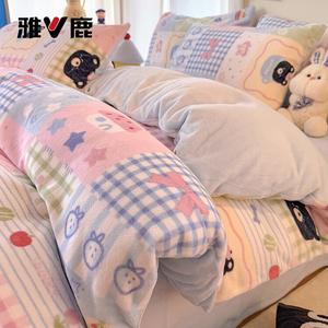 Yalu Пододеяльник 180х220 см из велюра, молочный цвет, узор "елочка", мягкий и теплый