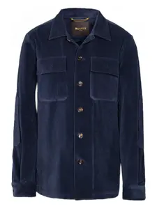 Рубашка из вельвета с накладными карманами Moorer, синий