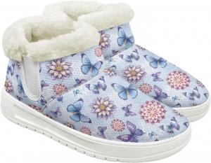 Зимние женские сапоги с утеплителем, с внутренней подкладкой из фланели, удобные легкие повседневные уличные ботинки для прогулок Hechitok, Boho Flower Butterfly