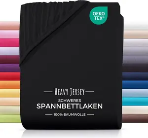 Простыня на резинке из плотного джерси 160x200, черная Carpe Sonno