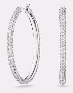 Серьги-кольца с крупными камнями из серебра Swarovski