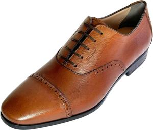 Мужские туфли оксфорды Ferragamo Riley из коричневой кожи с фирменным тиснением и носком кап-toe (Salvatore)