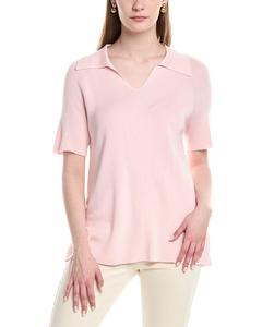 Lafayette 148 New York Свитер-поло с разрезом на горловине, розовый