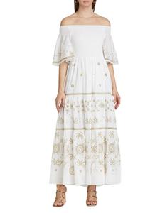 Платье-миди Квинн с вышитой сборкой вуали Kobi Halperin, белый