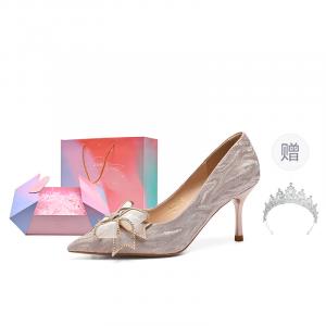 ZHR Метеорный дождь серия стройные каблуки туфли на шпильке 7 см женские - для начинающих 7 см шампань [подарочное издание в коробке + корона]