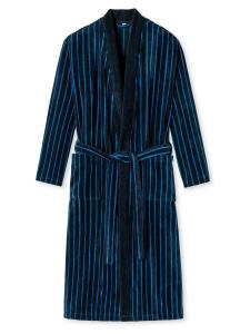 Длинный халат SCHIESSER Soft Velour - Organic Cotton, темно-синий
