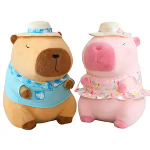 Летняя кукла капибара со сменными нарядами плюшевая игрушка 13см/25см/35см/45см высота Handsome, синий