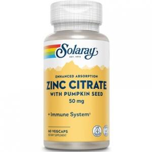 Цитрат цинка 50 мг Поддержка иммунной функции клеток и кожи 60 карат, Solaray