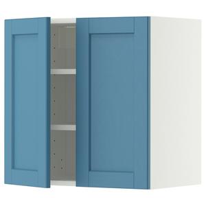 Настенный шкаф с полками и 2 дверцами, белый/синий цвет Lerhyttan, 60x60 см. IKEA Metod
